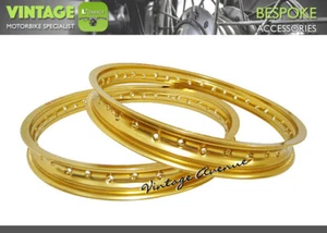 [LG3778] BULTACO LOBITO MODEL19 ALUMINIUM (GOLD) FRONT + REAR WHEEL RIM - Picture 1 of 5