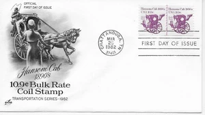 US Scott #1904, First Day Cover 3/26/82 Chattanooga Plate #1 PAIR Hansom Cab - Picture 1 of 1