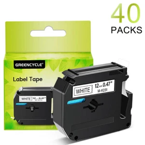 M-K231 M231 For Brother P-Touch 12mm Label Tape White 1/2" 12mm PT-55 PT85 40PCS - Picture 1 of 12