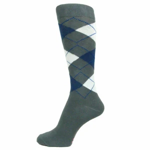Grau mit dunkelblauen (Mid Night) Argyle Herrensocken -- MA047 - Bild 1 von 1