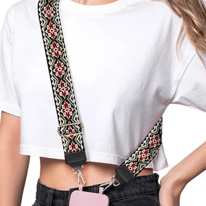 Bandolera de Teléfono, Colección Vychyvanka Negro - Afbeelding 1 van 5