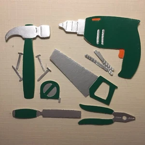 Kit de herramientas hágalo usted mismo taladro de sierra de martillos papá padre madera trabajo troquelados (tarjeta/libro de recortes) - Imagen 1 de 2