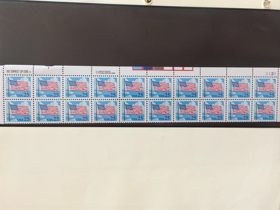 Scott 2278, $.25, Flag & Clouds, plate block of 20, 1988, mint never hinged - Image 1 of 1