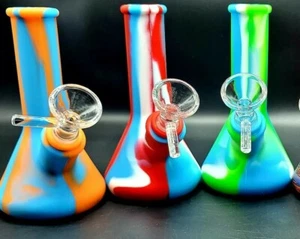 5 Inch 4 PIECE Unbreakable Silicone Bong Detachable Water Pipe + SCREENS! - Picture 1 of 10