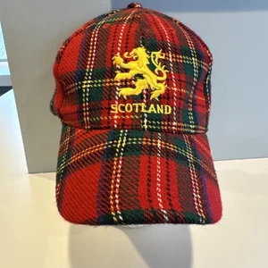 Scotland Cap Red Plaid Lion Logo Golf Strapback Hat  - Picture 1 of 10