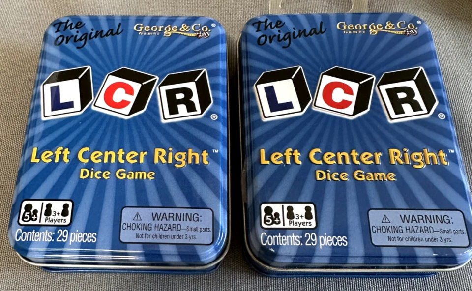 The Original LCR Left Center Right Dice Game Blue Tin George & Company- 1 FREE — 第 1/1 张图片