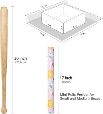 Rollo de papel de envolver Pascua, mini rollo, rosa con huevos dibujados a mano y floral D... Foto 1 de 4