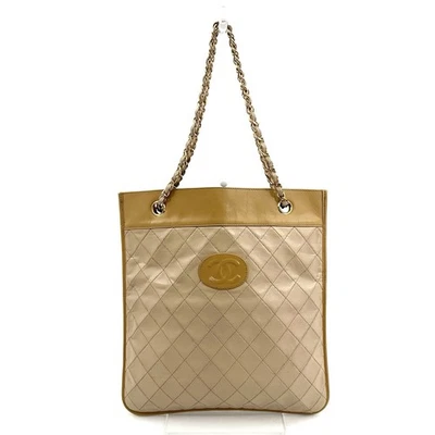 Auténtico Bolso de Hombro CHANEL Clásico Acolchado Beige Piel de Cordero Cadena Foto 1 de 4