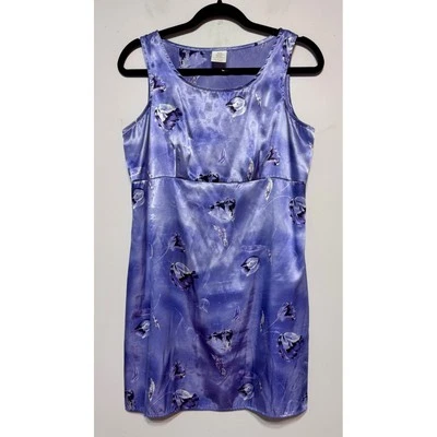 Vtg Y2K Purple Floral Slip Dress Medium Babydoll Coquette Fairycore Cottagecore - Image 1 of 4