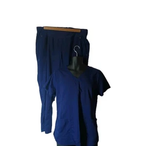 Healing Hands Purple Label Navy Blue Scrub Lot XL 3 Tops 3 Bottoms - Picture 1 of 4
