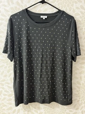 Splendid Women’s M Black Metal Studded Boxy Knit T Shirt Tee Top - Image 1 of 4