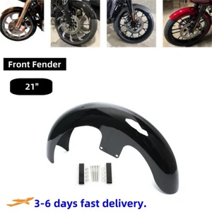 Guardabarros delantero envolvente negro vivo de 21" para excavadoras personalizadas Harley Touring Road Glide - Imagen 1 de 18