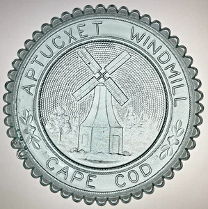 Bourne MA Cape Cod Canal Aptucxet Jefferson Windmill Pairpoint Glass Cup Plate - Picture 1 of 9