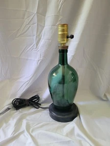 MCM Vintage Green Glass Bottle Lamp Decanter Works No Shade - Picture 1 of 8