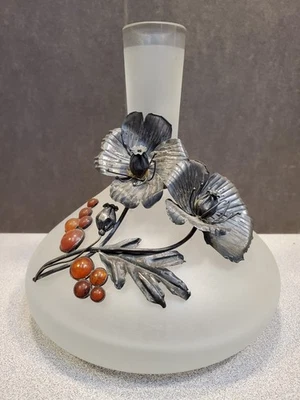 Jarrón Mariusz Drapikowski Gdańsk Polonia brote esmerilado, amapolas plateadas bayas ámbar Foto 1 de 4