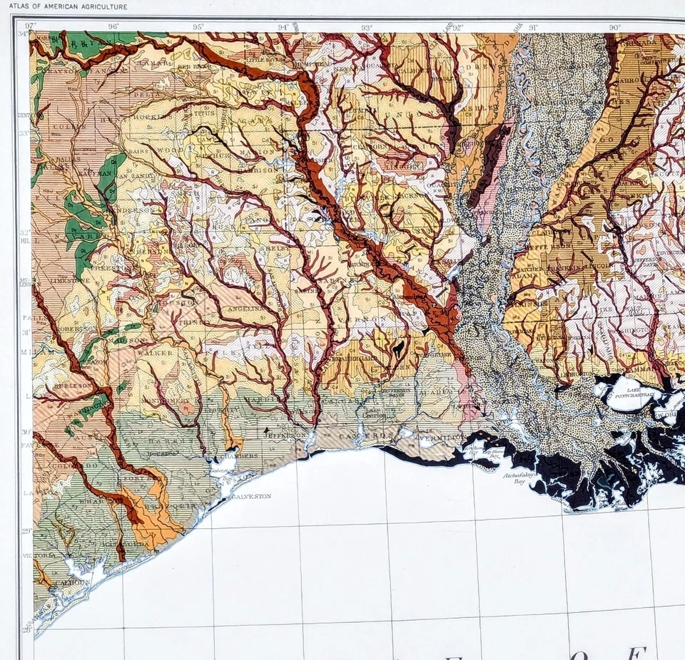 1931 COSTA DEL GOLFO - Estados Unidos - Texas - Mapa de Luisiana ORIGINAL (19x16) Foto 1 de 4