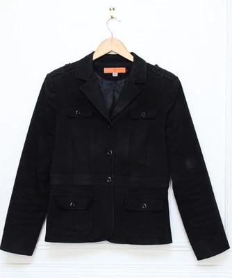 Chaqueta militar utilitaria negra vintage Cynthia Steffe corta ajustada talla 14 Y2K Foto 1 de 4