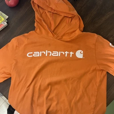 Tamanho pequeno laranja crianças Carhart manga longa com capuz - Imagem 1 de 3