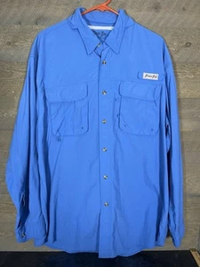Bimini Bay Vented Fishing Shirt Men's XL Long Sleeve Blue Mesh Pockets - Picture 1 of 4