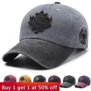 Adjustable Maple Leaf Vintage Baseball Cap Outdoor Sports Climbing Casual SunHat - Picture 1 of 16
