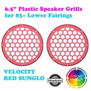 Velocity Red HEX 6.5'' Plastic Speaker Grills fit Harley Lower Fairing 83+ - Picture 1 of 5