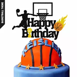 Basketball Theme Birthday Cake Topper | Kids Birthday Party Cake Decoration - Picture 1 of 3