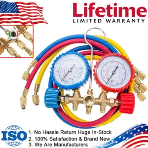 A/C 3-Way Car Air Conditioner Diagnostic Recharge Measuring Kits Hose Gauge 3FT - Picture 1 of 14