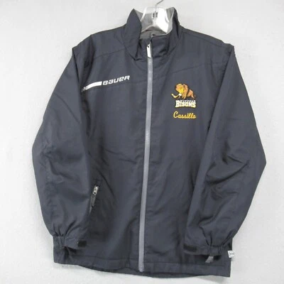 Chaqueta cortavientos Bauer Team para mujer pequeña negra de hockey cremallera completa cuello falso * Foto 1 de 4