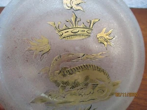Boite verre émaillée blason dore salamandre couronnee François I dlg Montjoye - Imagen 1 de 12