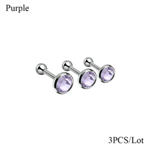 3X Surgical Steel Gem Barbell Ear Cartilage Tragus Helix Stud Earrings Piercing‹ - Picture 1 of 22