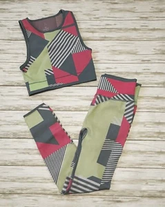 Sweaty Betty 2pc Womens Longline Bra Leggings Pink Block Jacquard Size M Medium - Picture 1 of 3
