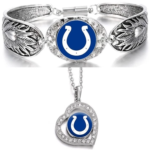 2Pc Set Indianapolis Colts Womens Sterling Silver Necklace Bracelet Set D3D19 Cover