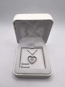 925 genuine diamond heart pendant necklace - Picture 1 of 8