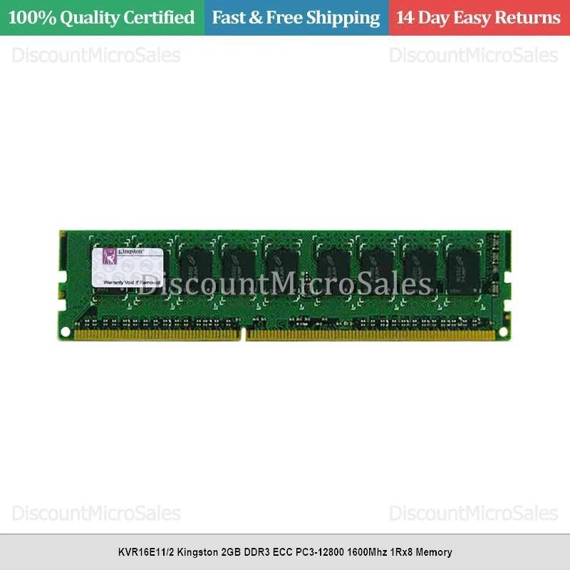 KVR16E11/2 Kingston 2GB DDR3 ECC PC3-12800 1600Mhz 1Rx8 Memory - Image 1 of 1