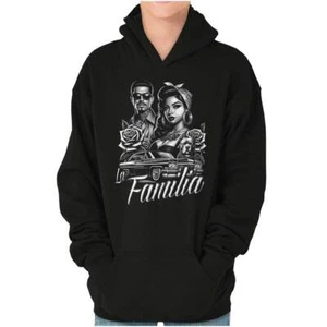 La Familia Chicana Cholo Low Rider Roses Youth Hooded Sweatshirt Boy or Girl - Picture 1 of 7