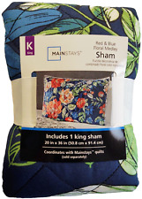 Mainstays Reversible Quilted King Sham Red Blue Floral 1 Piece 20" "