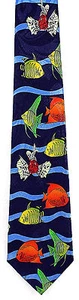 Corbata azul de regalo de peces peces peces tropicales mar océano mar ondulado para hombre - Imagen 1 de 3