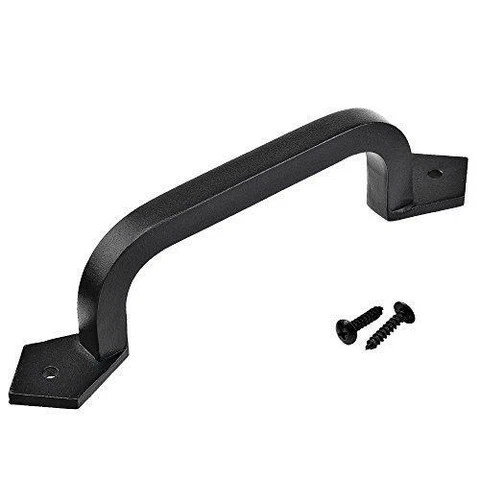 Lizavo - 9" Square Door Pull Handle in Black - Solid Cast Iron Cover