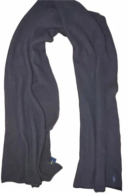 Polo Ralph Lauren Acanalado Cachemira Lana Bufanda Negro Polo Logo 68 x 24 $158 Pony Foto 1 de 4