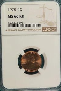 1978-P NGC MS66 RED Lincoln Cent!! #A5472 - Picture 1 of 2