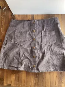 Juniors Size Medium She + Sky Corduroy Mini Skirt Gray Snap Front Pockets EUC - Picture 1 of 7