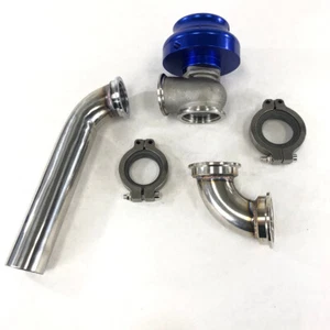 Blue Adjustable Universal 38mm V-Band External Turbo Wastegate w/ Elbow Adapter - Bild 1 von 14