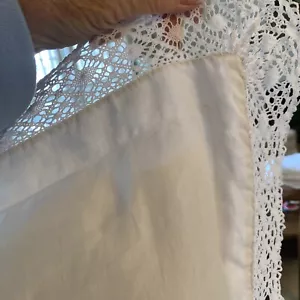 Vtg Wh Cotton Euro Shams 30”sq-24” Insert-Lace Edge Mono B w/Pillow Cottagecore - Picture 1 of 11