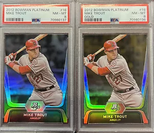 Lot of 2 2012 Bowman Platinum Mike Trout Base + Gold PSA 8 Angels - Picture 1 of 2