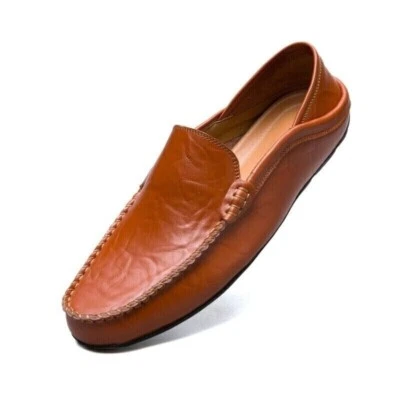 Mocasines Para Hombres Premium Cuero Genuino Zapatos Moda Sin Cordones Zapatos para Conducir Informales Foto 1 de 4