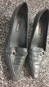 Ecco Pointed Leather Slip On Heel Shoes Black Size EU37 - Picture 1 of 7