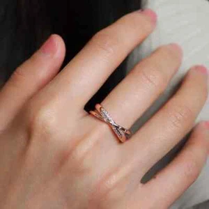 1.9Ct Round Simulated Diamond Engagement Eternity Ring 14K Rose Gold Over Silver - Picture 1 of 5