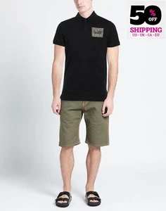 UVP215€ ROBERTO CAVALLI CLASS Piqué Poloshirt Größe L Schwarz Verziert Brustumfang - Bild 1 von 6