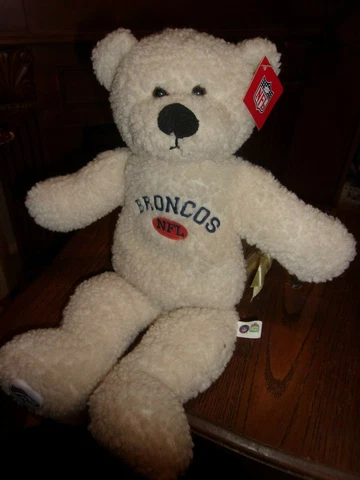 " GOOD STUFF " 16" NFL DENVER BRONCOS Teddy Bear Plush Animal White Vintage Cover