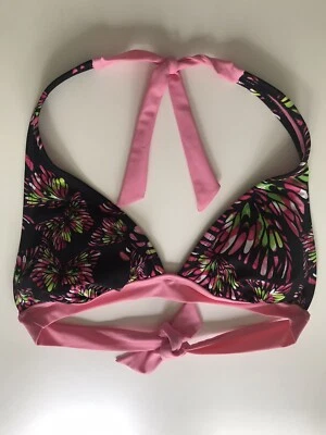 Top de natación Joe Boxer para mujer acolchado halter bikini rosa negro verde talla mediana Foto 1 de 4